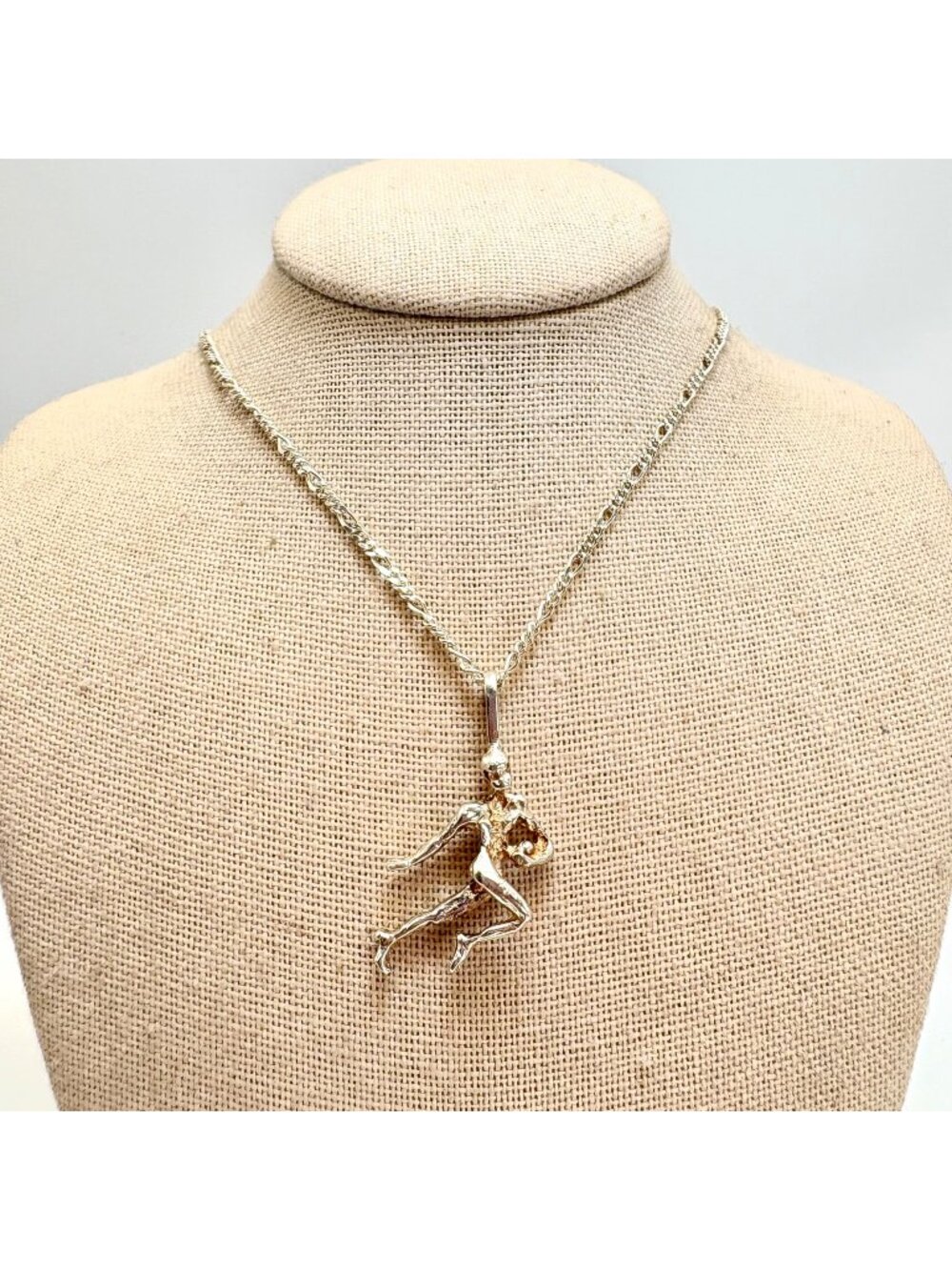 Dancing Figure Sterling Silver 925 Textured Pendant Necklace Size 26" Length